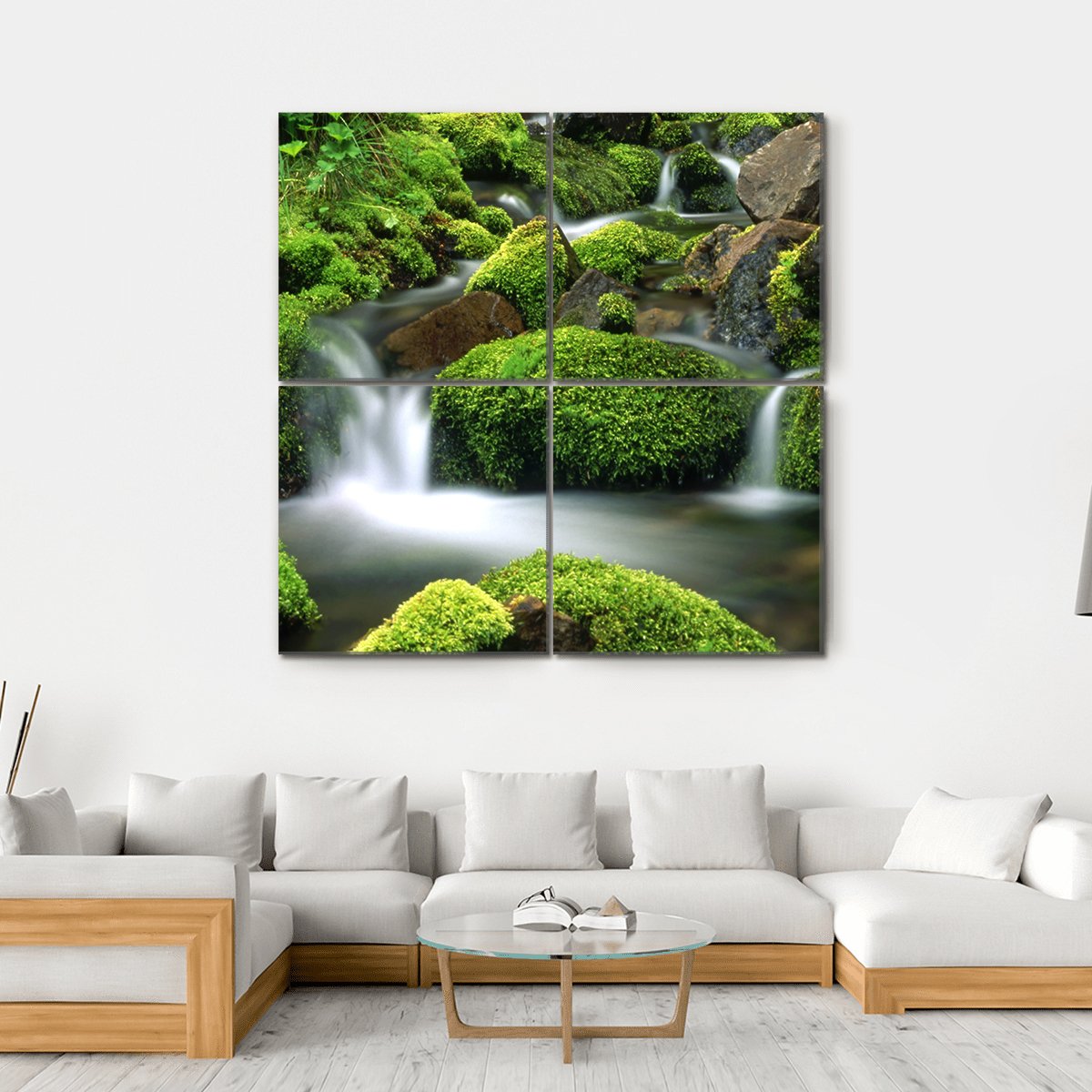 Beautiful Mountain Stream Canvas Wall Art-4 Square-Gallery Wrap-17" x 17"-Tiaracle