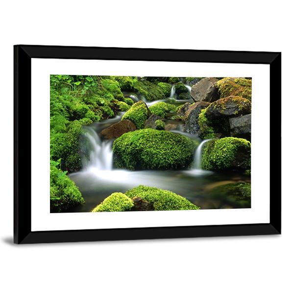 Beautiful Mountain Stream Canvas Wall Art-1 Piece-Framed Print-30" x 20"-Tiaracle