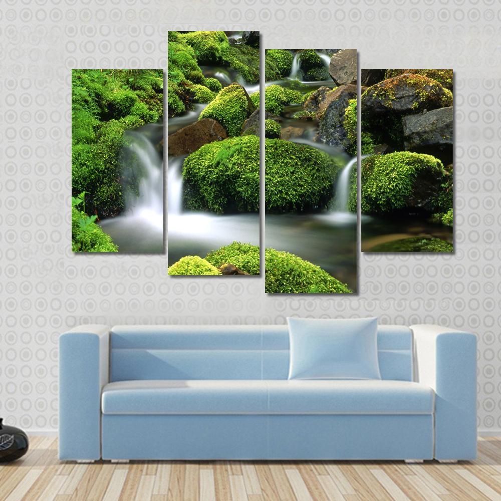 Beautiful Mountain Stream Canvas Wall Art-4 Pop-Gallery Wrap-50" x 32"-Tiaracle