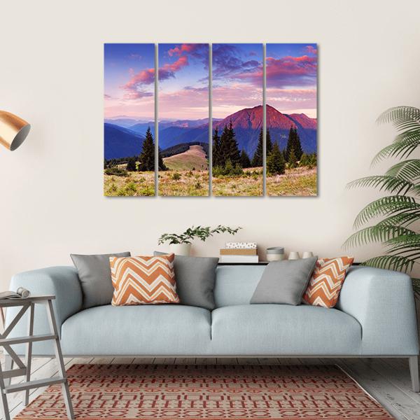 Beautiful Mountain Valley Canvas Wall Art-4 Horizontal-Gallery Wrap-34" x 24"-Tiaracle