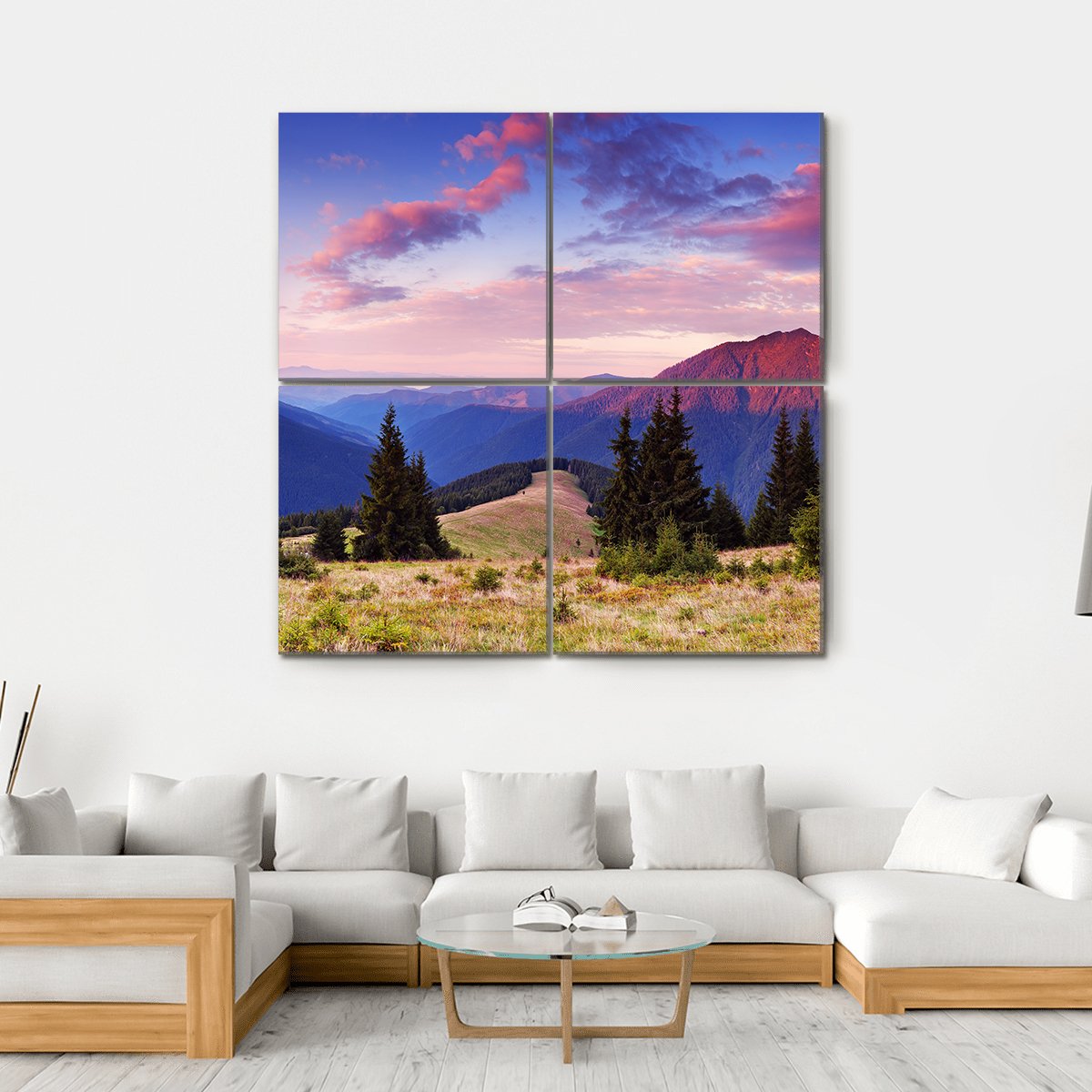 Beautiful Mountain Valley Canvas Wall Art-4 Square-Gallery Wrap-17" x 17"-Tiaracle