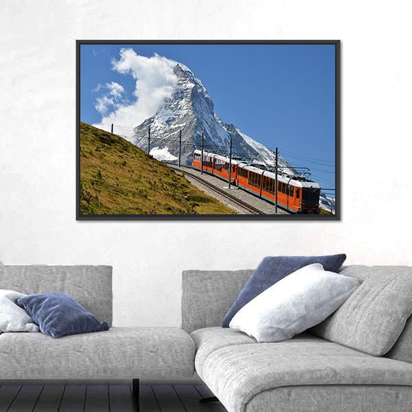 Beautiful Railway Track Switzerland Canvas Wall Art-1 Piece-Floating Frame-24" x 16"-Tiaracle