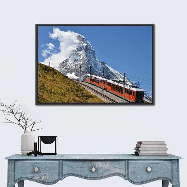 Beautiful Railway Track Switzerland Canvas Wall Art-3 Horizontal-Gallery Wrap-25" x 16"-Tiaracle