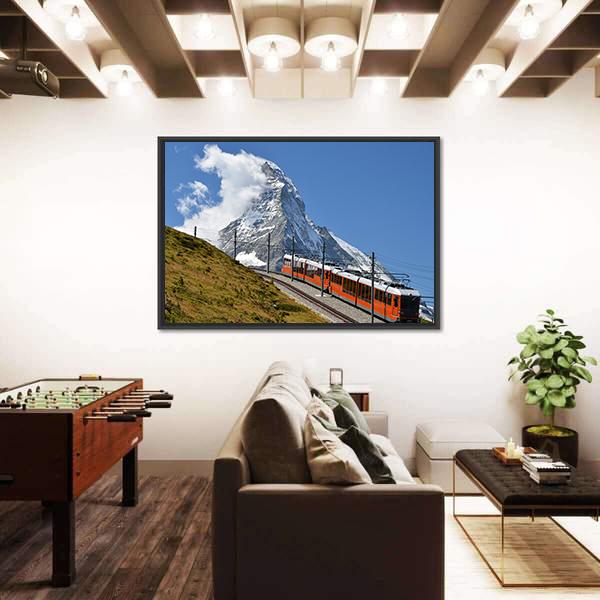Beautiful Railway Track Switzerland Canvas Wall Art-3 Horizontal-Gallery Wrap-25" x 16"-Tiaracle