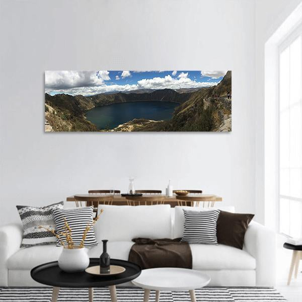 Lake In Ecuador Panoramic Canvas Wall Art-3 Piece-25" x 08"-Tiaracle