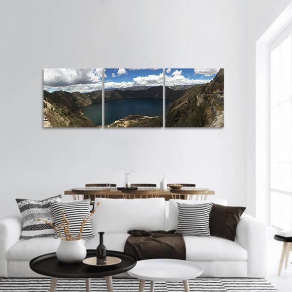 Lake In Ecuador Panoramic Canvas Wall Art-3 Piece-25" x 08"-Tiaracle