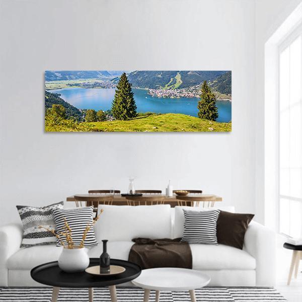 Salzburger Land With Lake Panoramic Canvas Wall Art-1 Piece-36" x 12"-Tiaracle