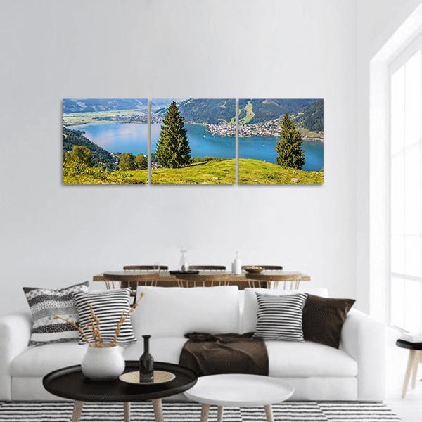 Salzburger Land With Lake Panoramic Canvas Wall Art-1 Piece-36" x 12"-Tiaracle