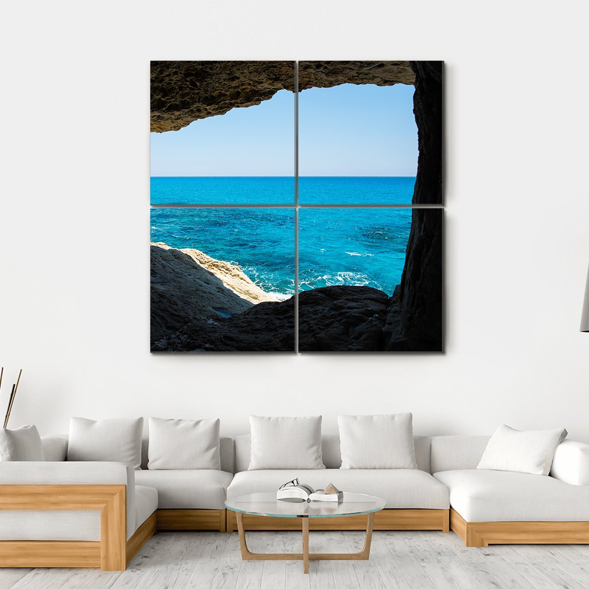 Beautiful Sea Caves Canvas Wall Art-4 Square-Gallery Wrap-17" x 17"-Tiaracle