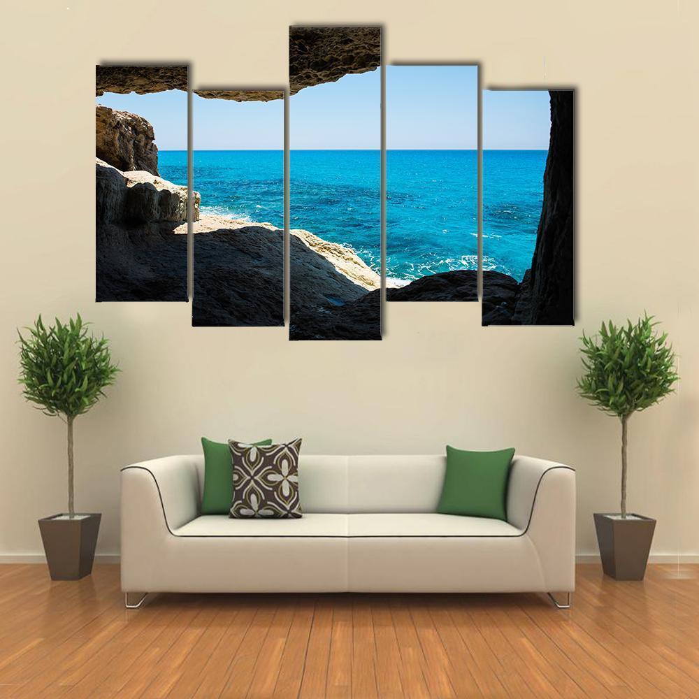 Beautiful Sea Caves Canvas Wall Art-5 Pop-Gallery Wrap-47" x 32"-Tiaracle