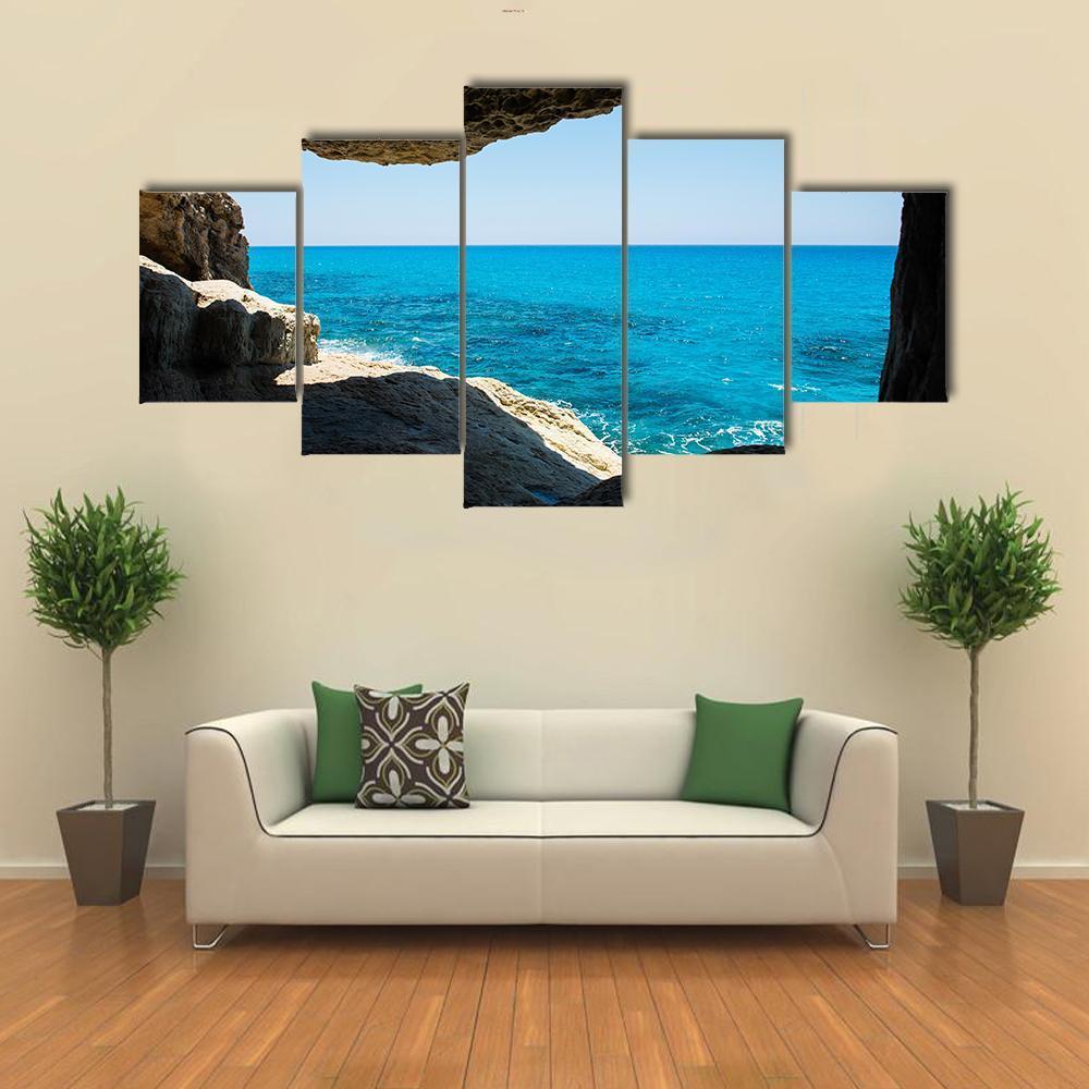 Beautiful Sea Caves Canvas Wall Art-5 Star-Gallery Wrap-62" x 32"-Tiaracle