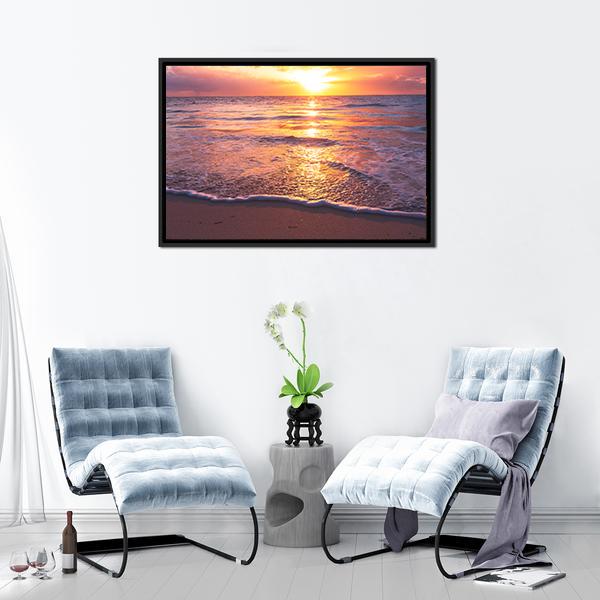 Beautiful Sea Sunset Canvas Wall Art-5 Horizontal-Gallery Wrap-22" x 12"-Tiaracle