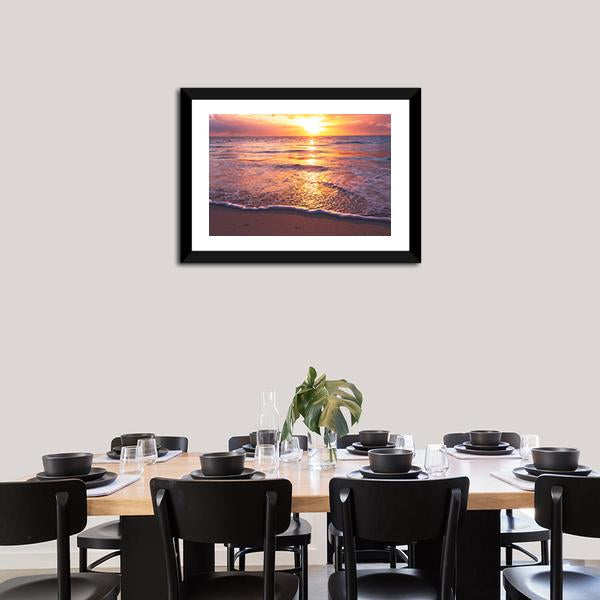 Beautiful Sea Sunset Canvas Wall Art-5 Horizontal-Gallery Wrap-22" x 12"-Tiaracle
