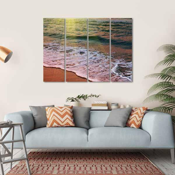 Beautiful Sea Sunset Canvas Wall Art-4 Horizontal-Gallery Wrap-34" x 24"-Tiaracle