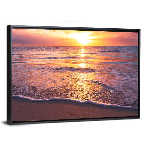 Beautiful Sea Sunset Canvas Wall Art-3 Horizontal-Gallery Wrap-25" x 16"-Tiaracle