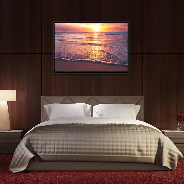 Beautiful Sea Sunset Canvas Wall Art-3 Horizontal-Gallery Wrap-25" x 16"-Tiaracle