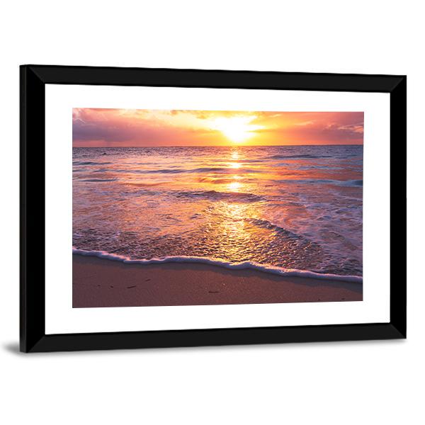 Beautiful Sea Sunset Canvas Wall Art-3 Horizontal-Gallery Wrap-25" x 16"-Tiaracle