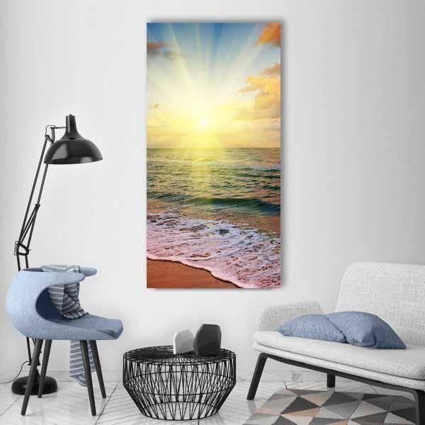 Beautiful Sea Sunset Vertical Canvas Wall Art-1 Vertical-Gallery Wrap-12" x 24"-Tiaracle