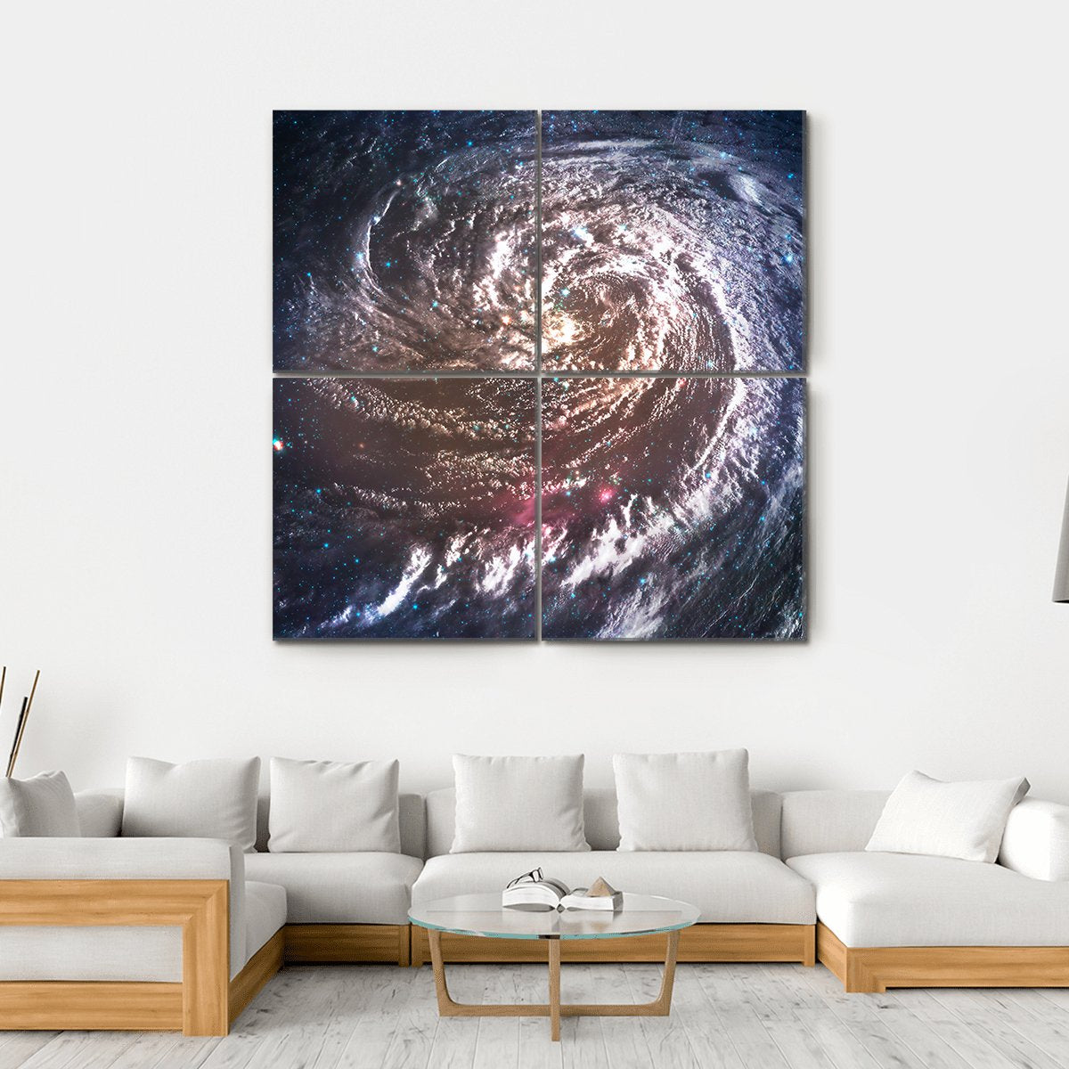 Beautiful Spiral Galaxy In Deep Space Canvas Wall Art-4 Square-Gallery Wrap-17" x 17"-Tiaracle