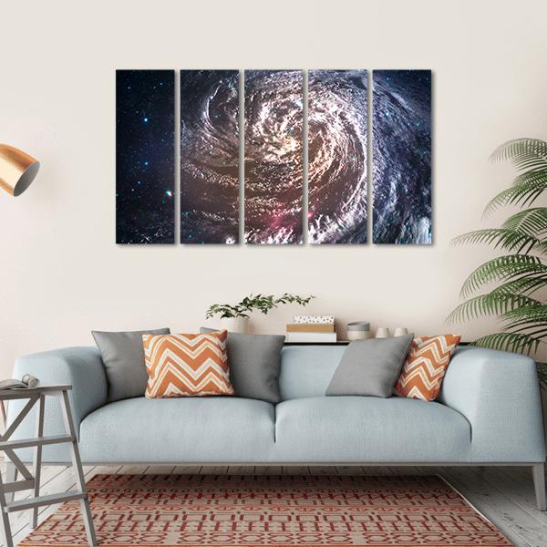Beautiful Spiral Galaxy In Deep Space Canvas Wall Art-5 Horizontal-Gallery Wrap-22" x 12"-Tiaracle