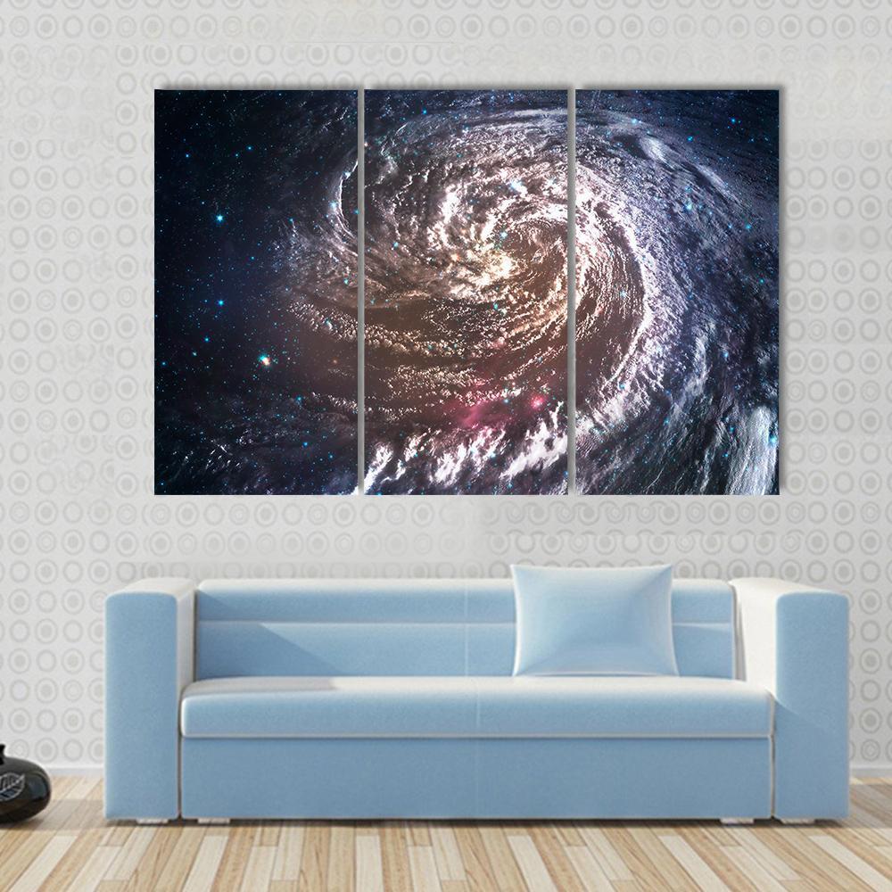 Beautiful Spiral Galaxy In Deep Space Canvas Wall Art-3 Horizontal-Gallery Wrap-37" x 24"-Tiaracle