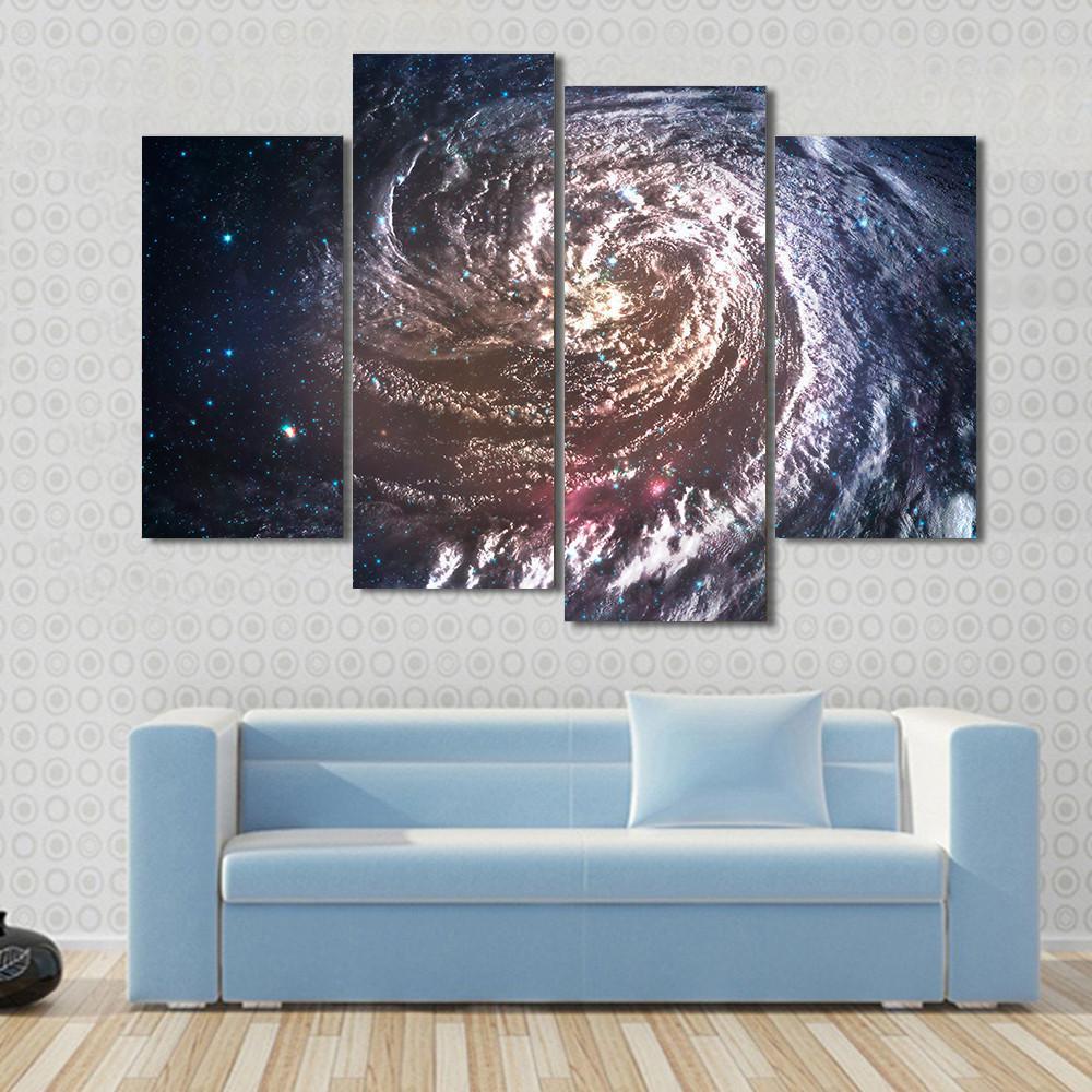 Beautiful Spiral Galaxy In Deep Space Canvas Wall Art-4 Pop-Gallery Wrap-50" x 32"-Tiaracle