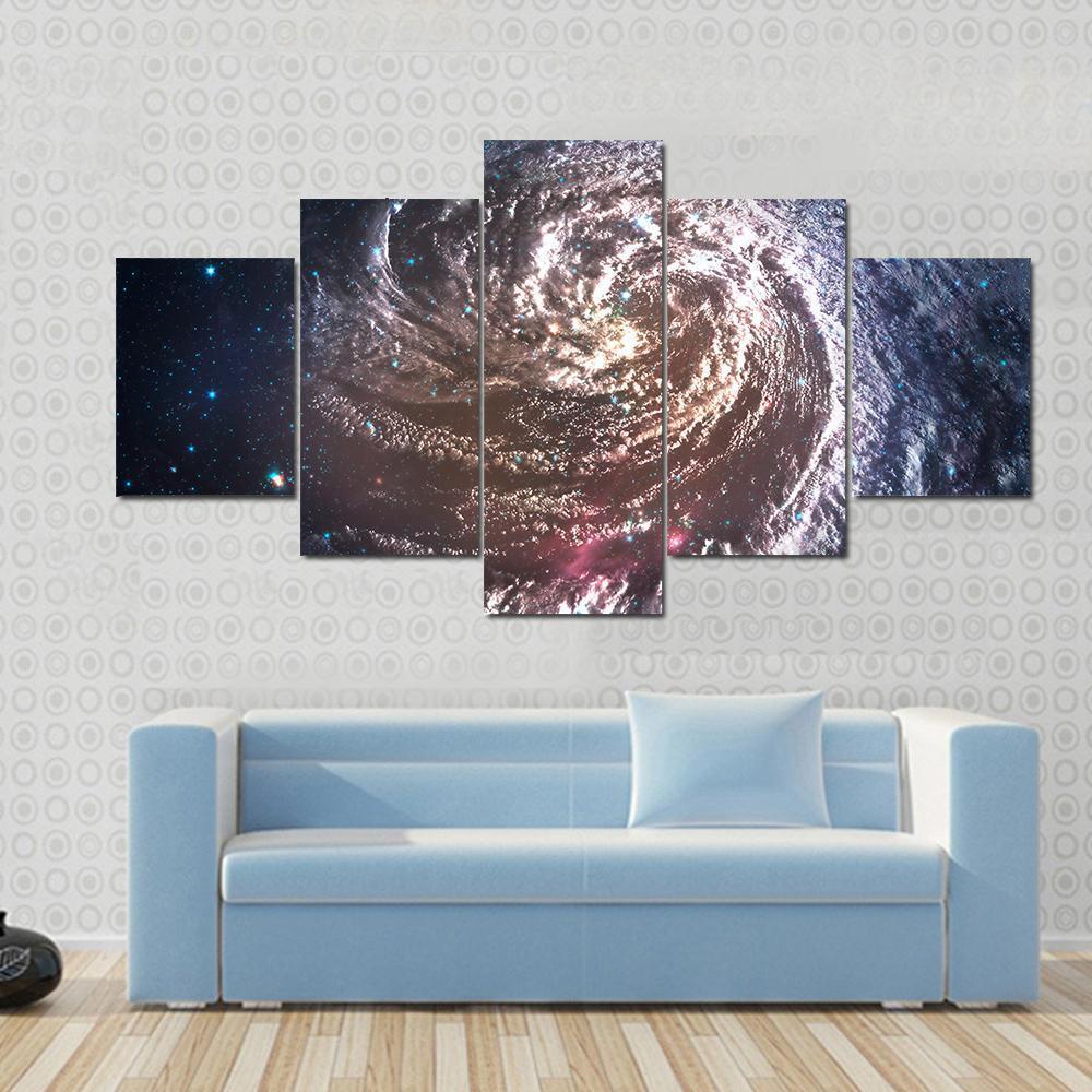Beautiful Spiral Galaxy In Deep Space Canvas Wall Art-1 Piece-Gallery Wrap-48" x 32"-Tiaracle