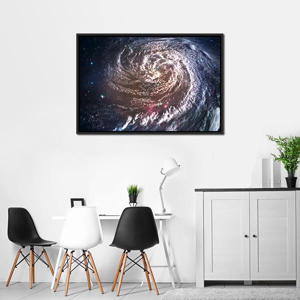 Beautiful Spiral Galaxy In Deep Space Canvas Wall Art-3 Horizontal-Gallery Wrap-25" x 16"-Tiaracle