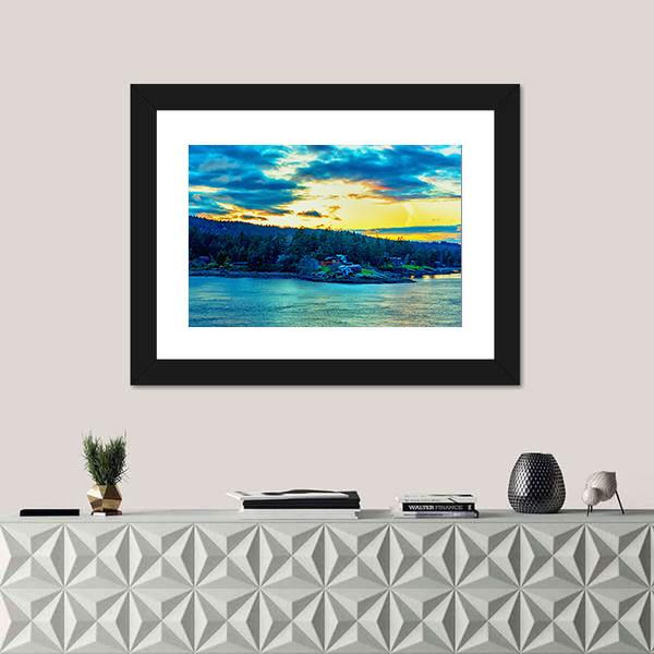 Beautiful Strait Of Georgia Landscape Canvas Wall Art-1 Piece-Framed Print-20" x 16"-Tiaracle