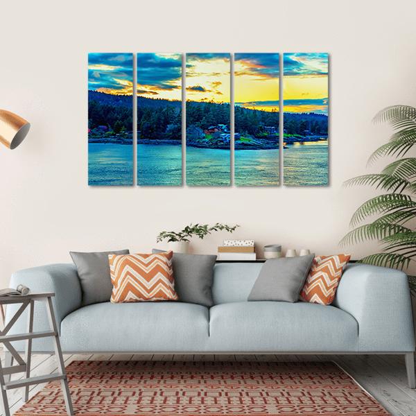 Beautiful Strait Of Georgia Landscape Canvas Wall Art-5 Horizontal-Gallery Wrap-22" x 12"-Tiaracle