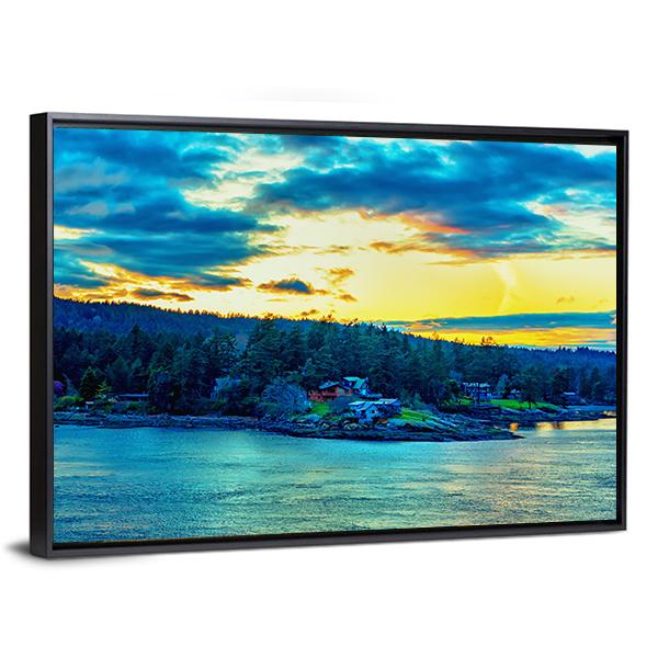 Beautiful Strait Of Georgia Landscape Canvas Wall Art-3 Horizontal-Gallery Wrap-25" x 16"-Tiaracle