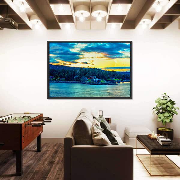 Beautiful Strait Of Georgia Landscape Canvas Wall Art-5 Horizontal-Gallery Wrap-22" x 12"-Tiaracle
