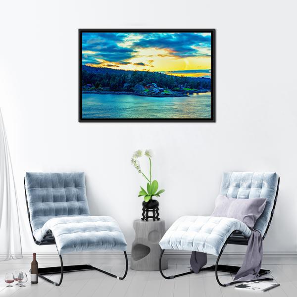 Beautiful Strait Of Georgia Landscape Canvas Wall Art-1 Piece-Floating Frame-24" x 16"-Tiaracle