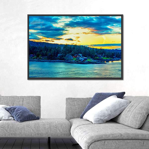 Beautiful Strait Of Georgia Landscape Canvas Wall Art-5 Horizontal-Gallery Wrap-22" x 12"-Tiaracle
