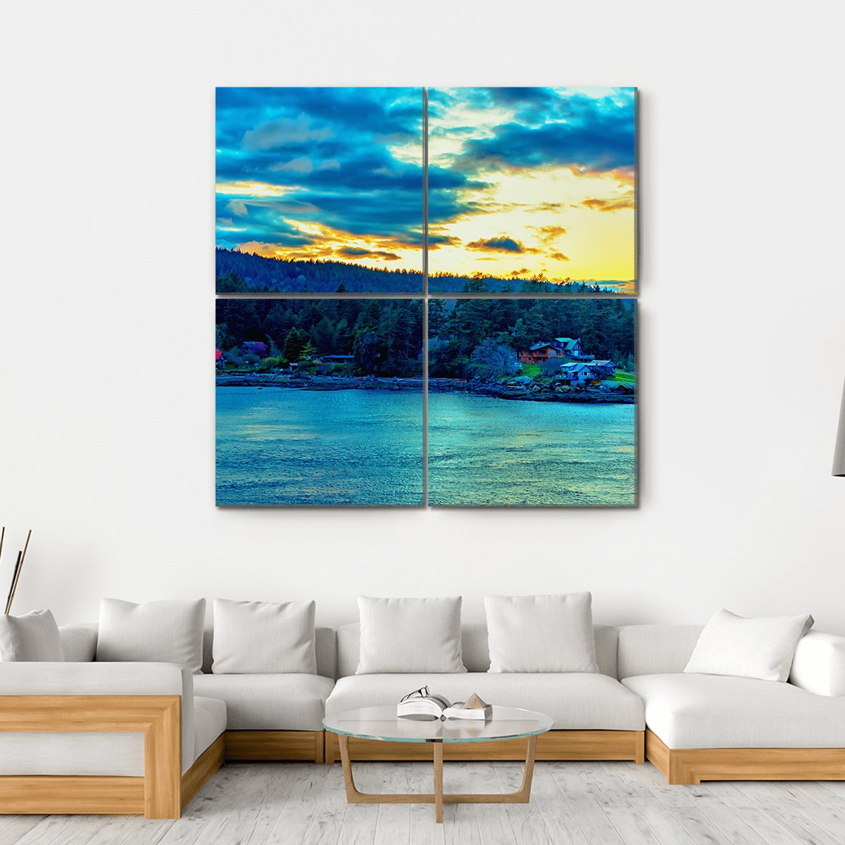 Beautiful Strait Of Georgia Landscape Canvas Wall Art-5 Horizontal-Gallery Wrap-22" x 12"-Tiaracle
