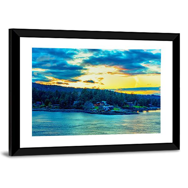 Beautiful Strait Of Georgia Landscape Canvas Wall Art-5 Horizontal-Gallery Wrap-22" x 12"-Tiaracle