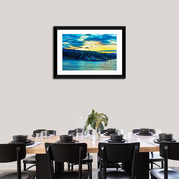 Beautiful Strait Of Georgia Landscape Canvas Wall Art-1 Piece-Framed Print-20" x 16"-Tiaracle