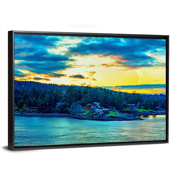 Beautiful Strait Of Georgia Landscape Canvas Wall Art-5 Horizontal-Gallery Wrap-22" x 12"-Tiaracle