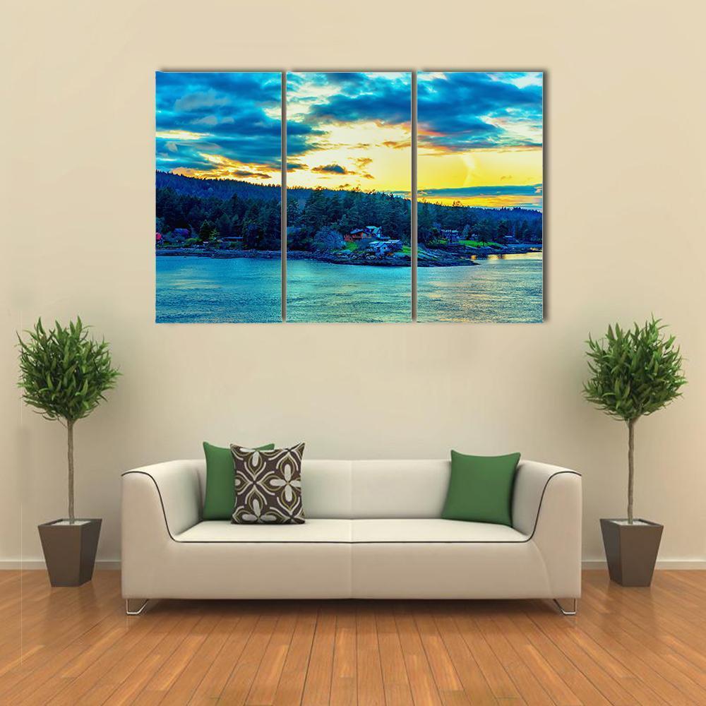 Beautiful Strait Of Georgia Landscape Canvas Wall Art-3 Horizontal-Gallery Wrap-37" x 24"-Tiaracle
