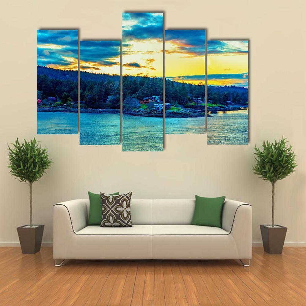 Beautiful Strait Of Georgia Landscape Canvas Wall Art-5 Pop-Gallery Wrap-47" x 32"-Tiaracle
