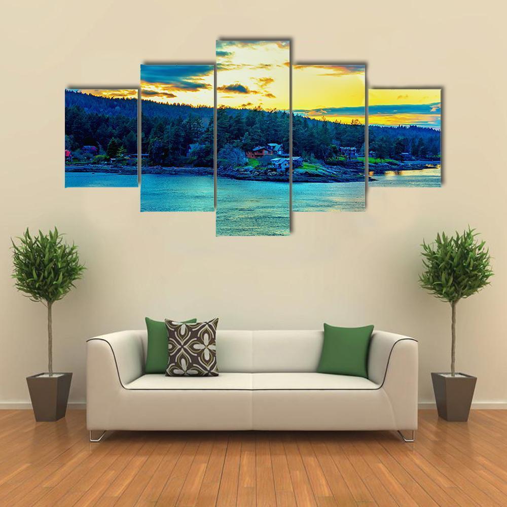Beautiful Strait Of Georgia Landscape Canvas Wall Art-5 Star-Gallery Wrap-62" x 32"-Tiaracle