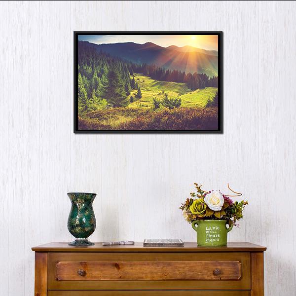 Beautiful Summer Landscape Canvas Wall Art-1 Piece-Floating Frame-24" x 16"-Tiaracle