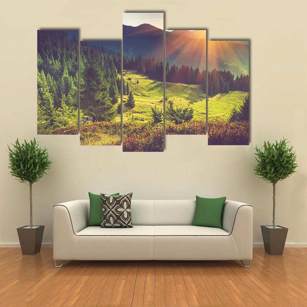 Beautiful Summer Landscape Canvas Wall Art-5 Pop-Gallery Wrap-47" x 32"-Tiaracle