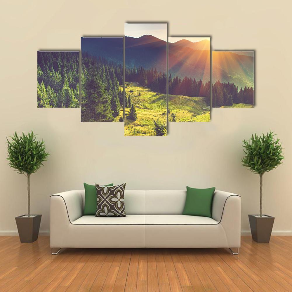 Beautiful Summer Landscape Canvas Wall Art-5 Pop-Gallery Wrap-47" x 32"-Tiaracle