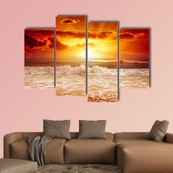 Sunset Above The Sea Canvas Wall Art-4 Pop-Gallery Wrap-50" x 32"-Tiaracle