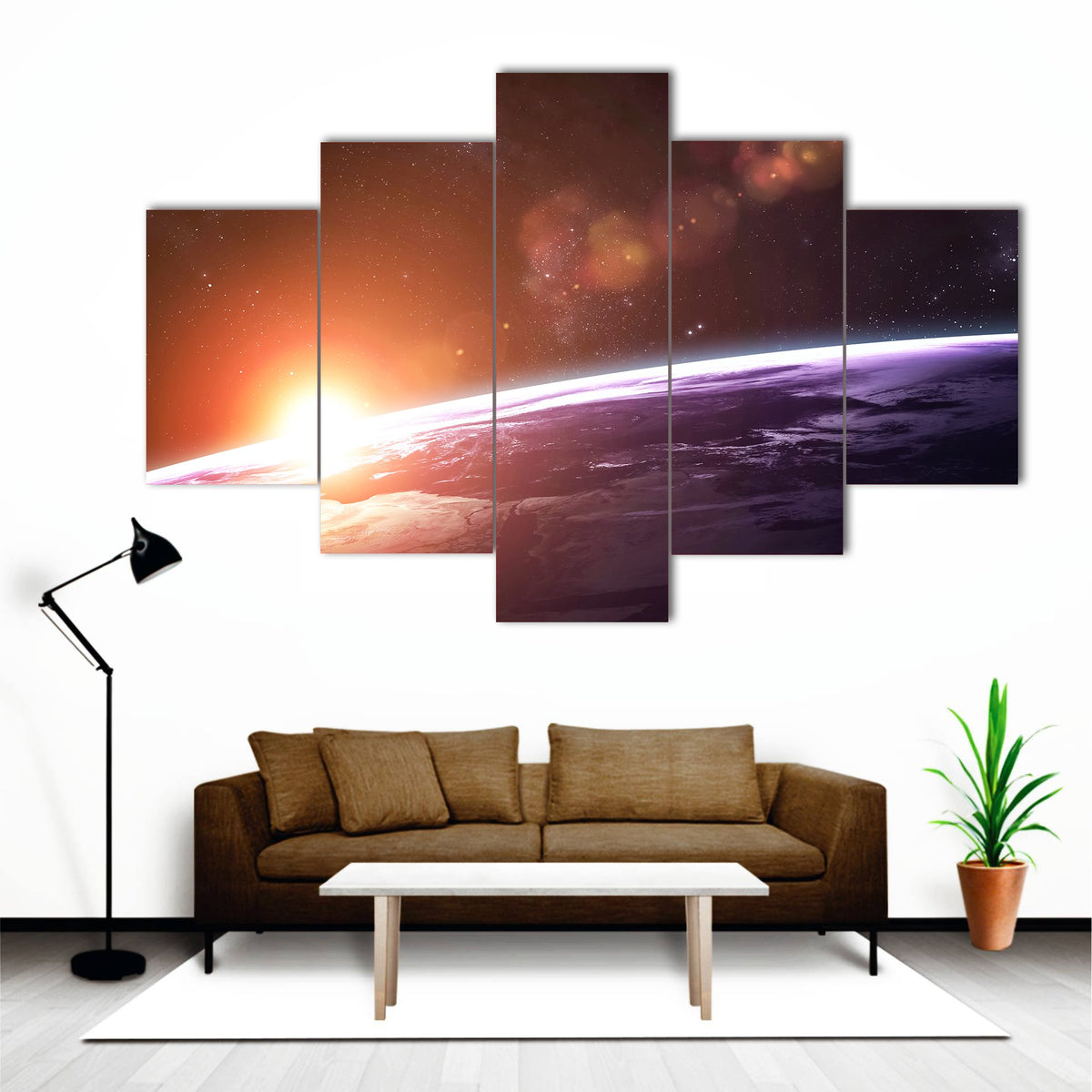 Beautiful Sunset On Planet Earth Canvas Wall Art-5 Star-Gallery Wrap-62" x 32"-Tiaracle