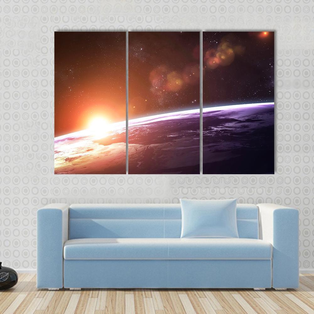 Beautiful Sunset On Planet Earth Canvas Wall Art-5 Star-Gallery Wrap-62" x 32"-Tiaracle