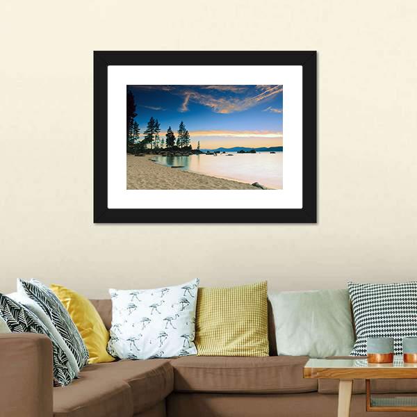 Beautiful Tahoe Lake After Sunset Canvas Wall Art-5 Horizontal-Gallery Wrap-22" x 12"-Tiaracle