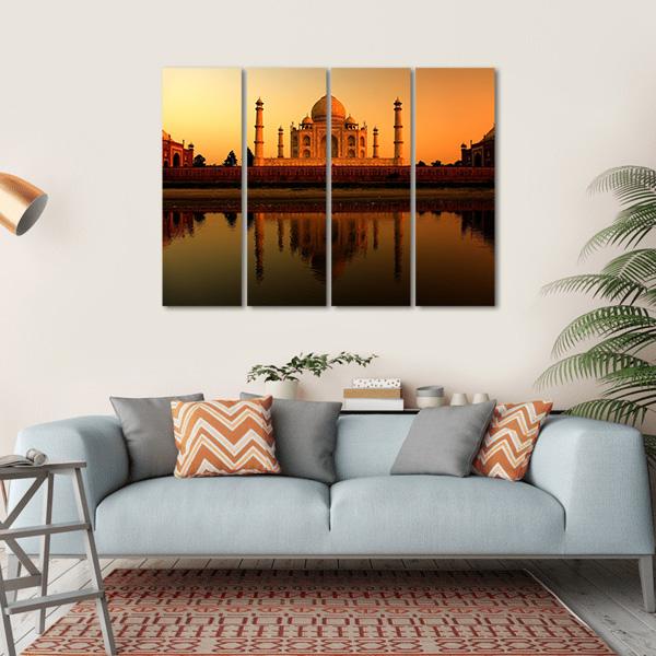 Beautiful Taj Mahal Canvas Wall Art-4 Horizontal-Gallery Wrap-34" x 24"-Tiaracle