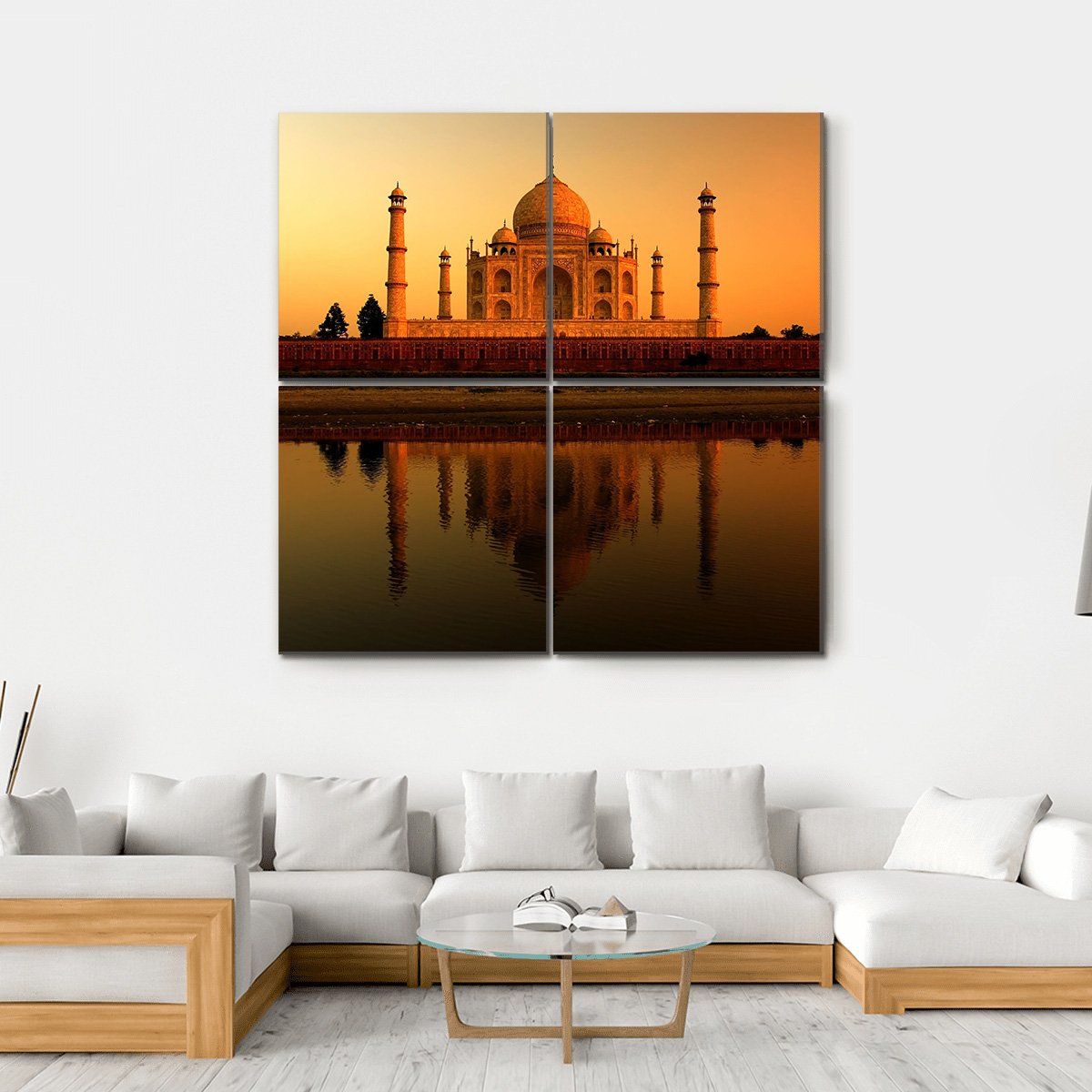 Beautiful Taj Mahal Canvas Wall Art-4 Square-Gallery Wrap-17" x 17"-Tiaracle
